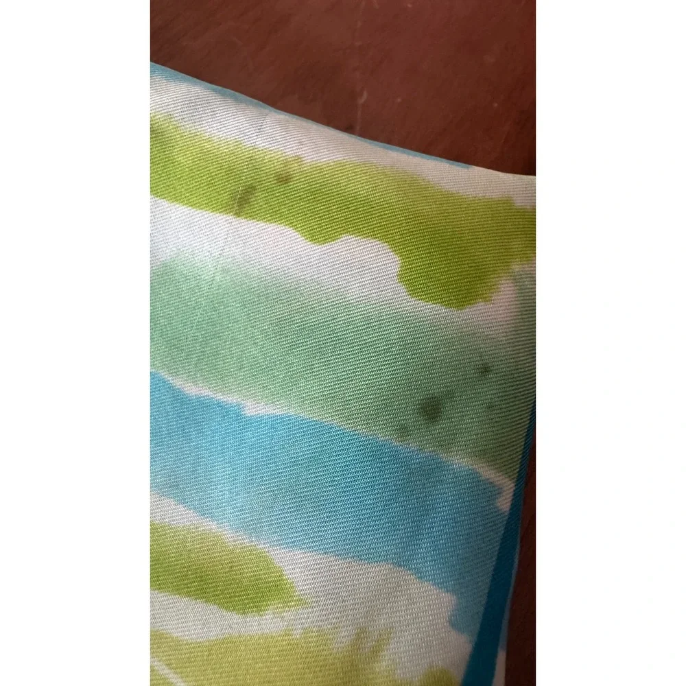 Oscar by Oscar de la Renta Vtg Silk 80's Scarf Blue Green‎ Watercolor Square 21